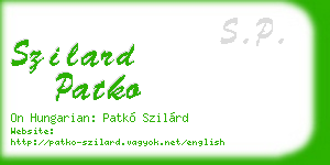 szilard patko business card
